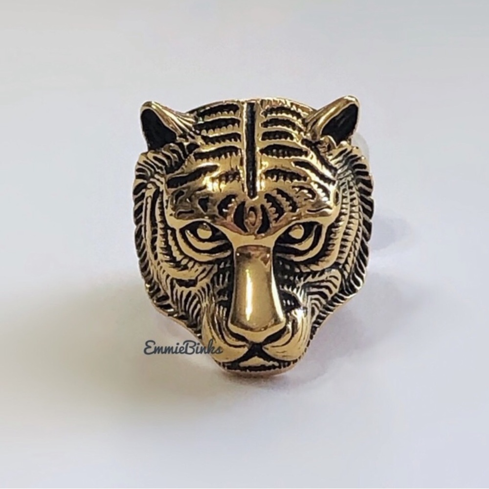 New FP Gold Plated Tiger Statement Ring ~ Silver or Bronze Clemson LSU Auburn - Picture 6 of 16